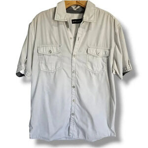 Michael Brandon men's white short sleeves button-down shirt - medium